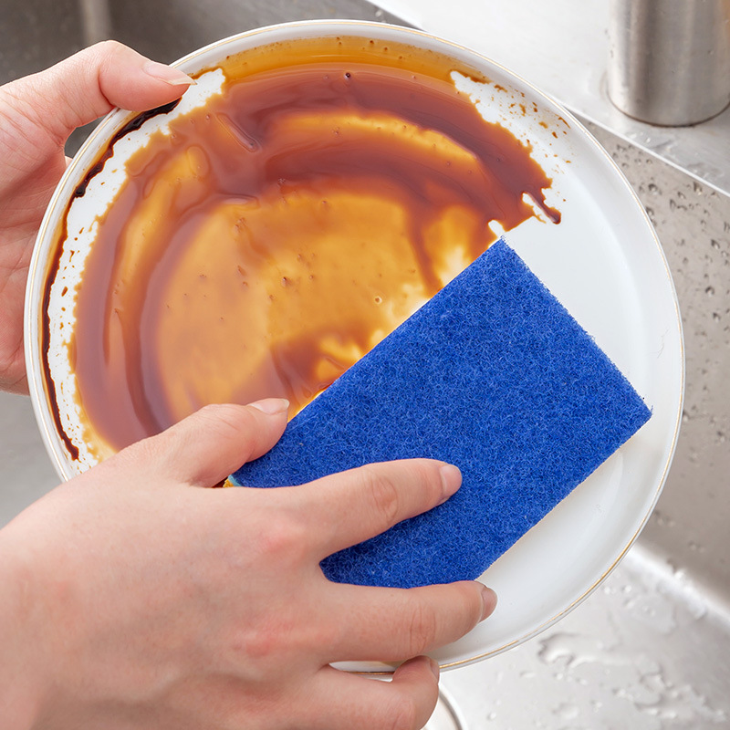 Wood pulp cotton dishwashing sponge, not easy to stick to oil, double-sided household cloth, kitchen dishwashing cloth, absorbent wood pulp cotton scouring pad details Picture