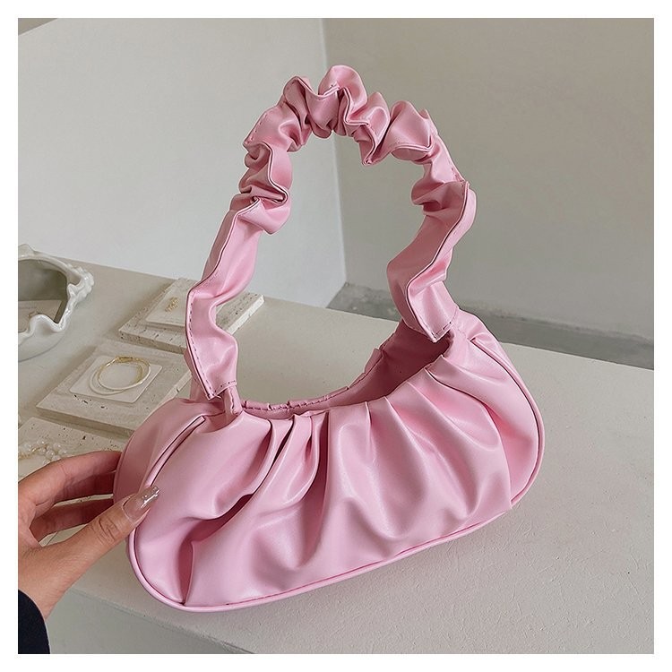 "Bag Girl 2022 New Korean-style single-shoulder dumpling bag, French bag, fashionable cloud bag, pleated hand-held armpit bag. undefined