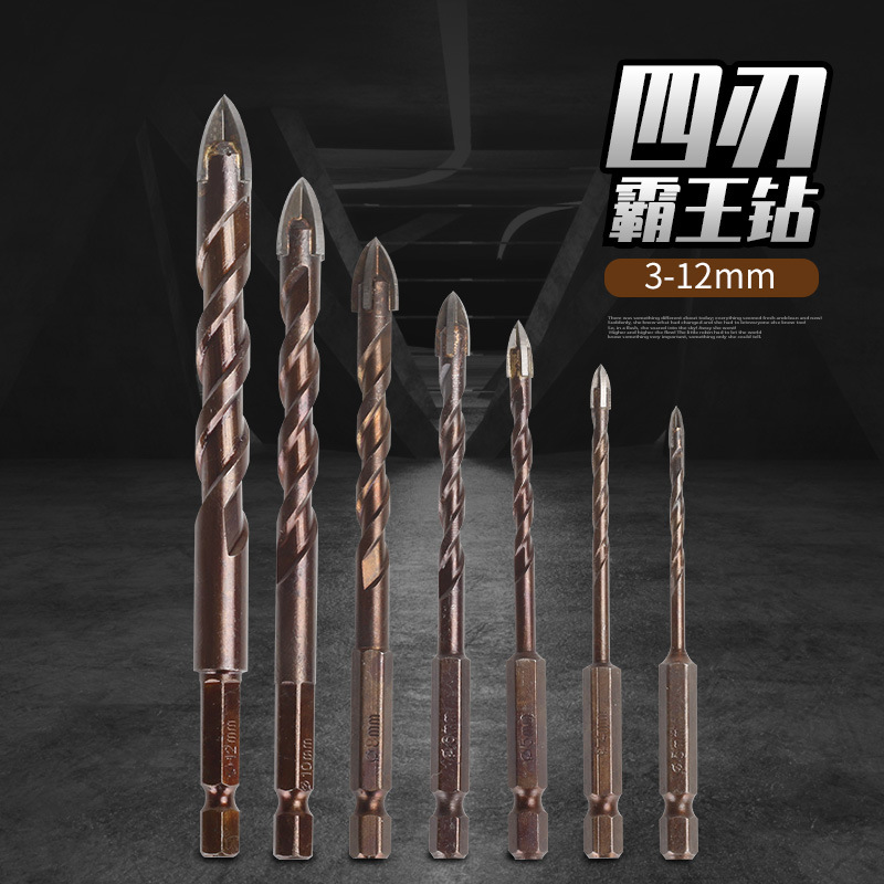 Glass tile alloy triangular drill, ceramic hole opener, wood board iron sheet wall drilling, extended twist drill, cross drill details Picture