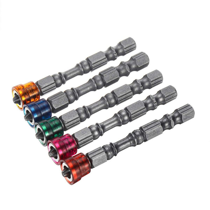 1/4 handle multi-color magnetic ring PH2S2 alloy steel cross-head electric drill and electric screwdriver head 65mm long set