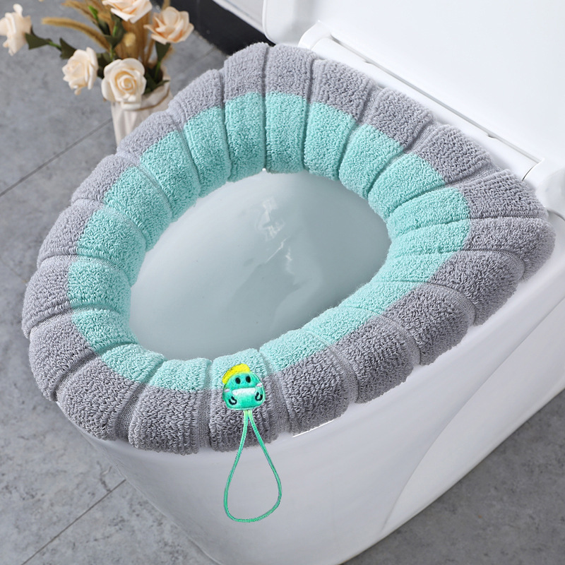 Universal toilet seat cushion, available all year round, toilet cover, washable toilet seat cushion, knitted cartoon warm toilet seat