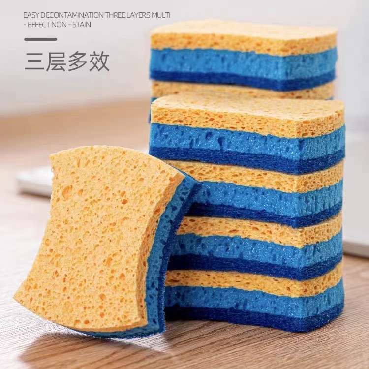 Wood pulp cotton dishwashing sponge, not easy to stick to oil, double-sided household cloth, kitchen dishwashing cloth, absorbent wood pulp cotton scouring pad undefined