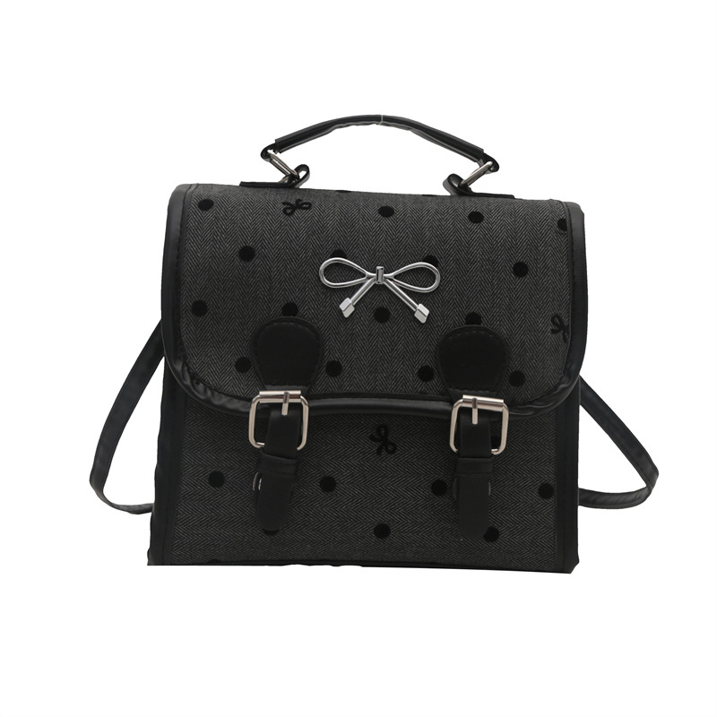 Simple and lightweight student backpack, women's casual and fashionable handbag, 2024 autumn new polka dot bow crossbody bag undefined