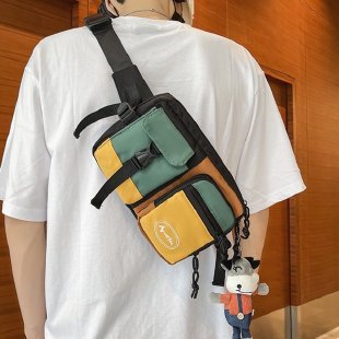 ins潮牌斜挎包男士单肩包 日系休闲潮流学生胸包个性尼龙运动腰包 undefined