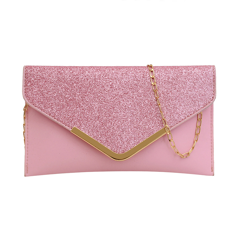 A new cross-border European and American fashion and shiny evening bag with V-shaped sequins, a clutch and chain single-shoulder crossbody bag undefined