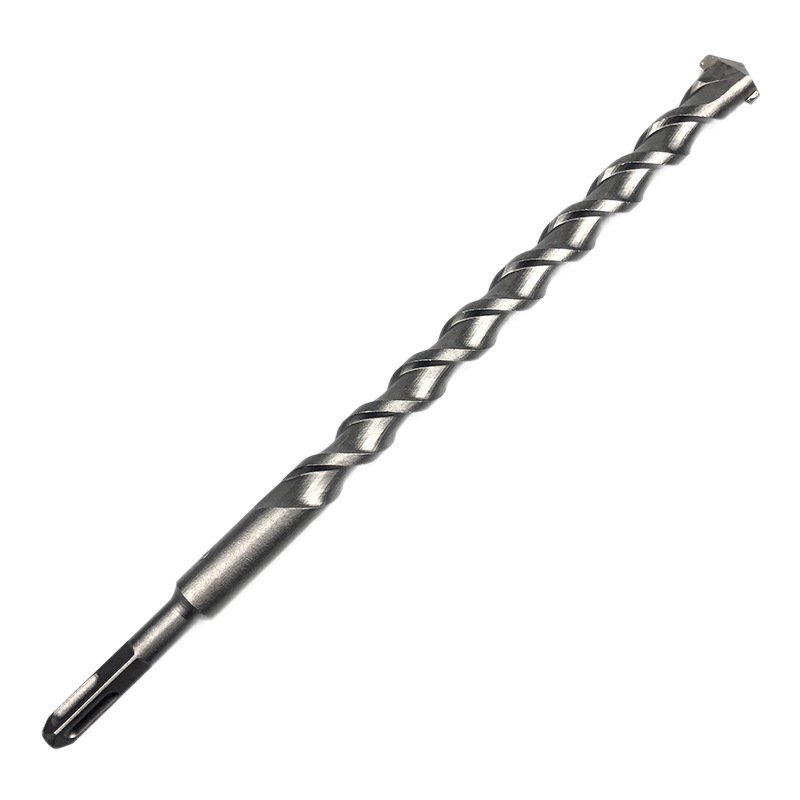 Extended impact electric hammer drill bit for drilling holes in concrete and cement walls through two pits and two grooves with round handles and four pits with square handles Item Picture