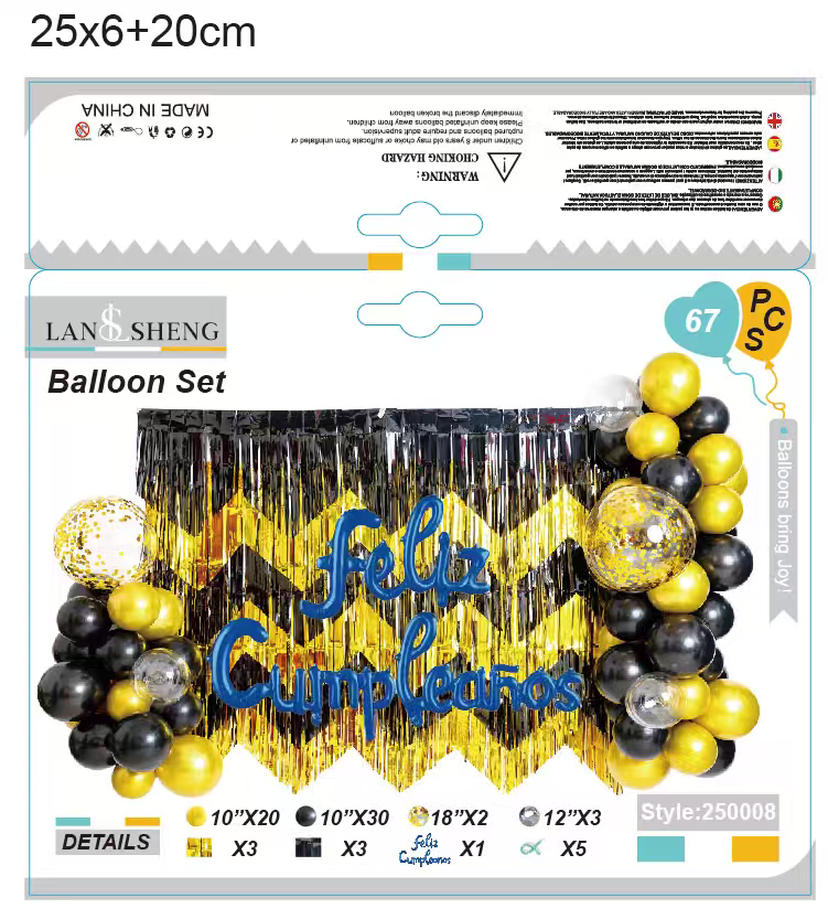 Foreign trade party decoration supplies: Spanish birthday, Happy aluminum film balloon set, party latex balloons Specification image