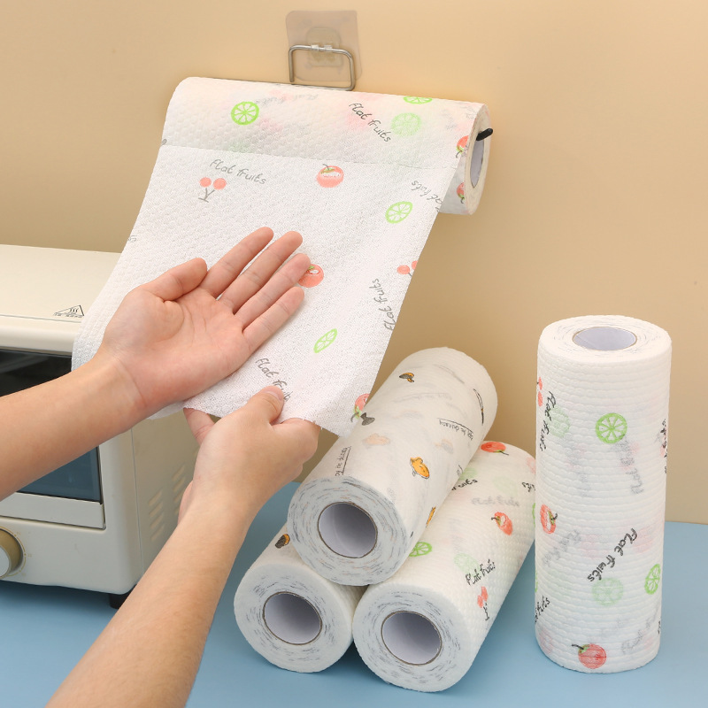 Large roll thickened lazy cloth, disposable kitchen dishcloth, powerful stain-removing and oil-absorbing cloth, kitchen cleaning paper towel details Picture