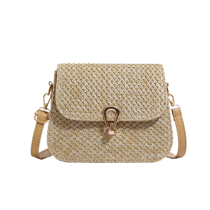 Woven fashion Korean version 2024 Autumn new versatile ins single-shoulder crossbody bag with lock buckle, stylish small square bag for cross-border undefined