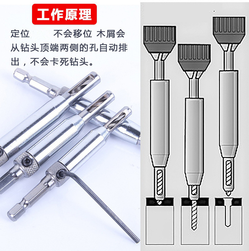Professional door and window hinges, positioning hole openers, woodworking drill bits, reaming drill bits, hole opening hardware tools Specification image