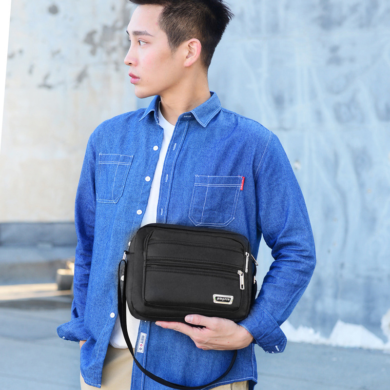 New men's bag, large-capacity multi-layer single-shoulder crossbody bag, casual business men's bag, business wallet, stall bag Specification image