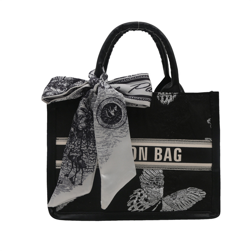 Cross-border bags: Women's summer hand-held large-capacity, high-quality women's bags, embroidered hand-held tote bags, high-quality commuting underarm bags Item Picture