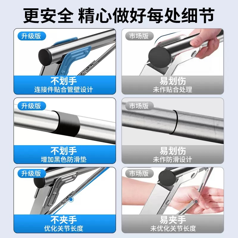 Mobile stainless steel floor-standing wardrobe rack, telescopic and folding clothes drying rack, thickened model for home balcony interior Application Scenario