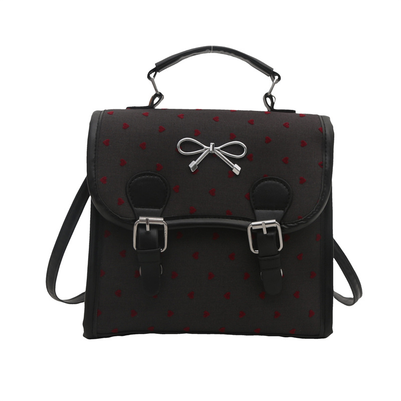 Simple and lightweight student backpack, women's casual and fashionable handbag, 2024 autumn new polka dot bow crossbody bag Item Picture