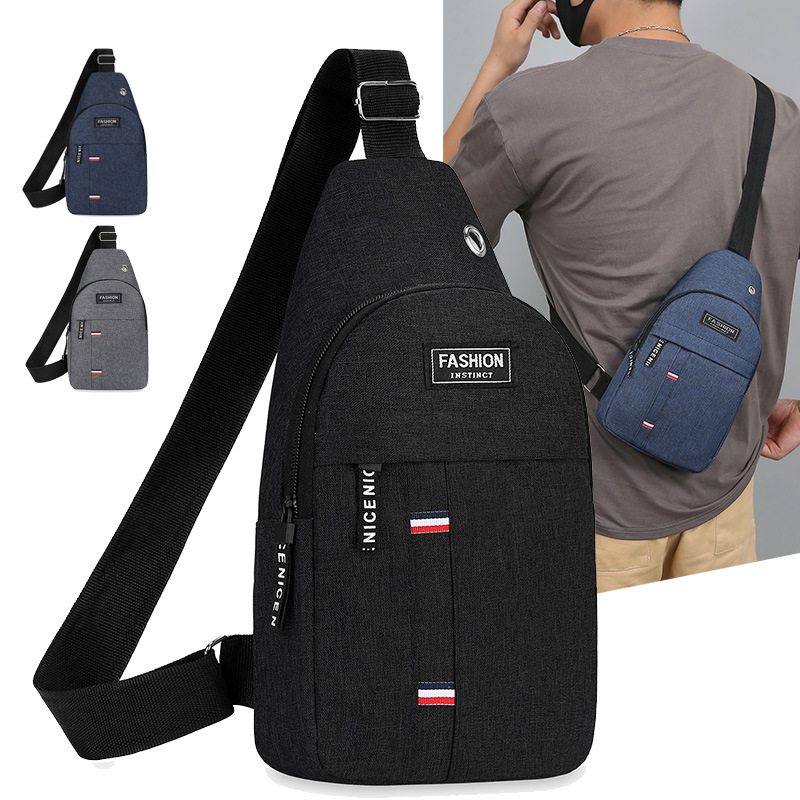 Cross-border men's chest bag, Oxford fabric multi-functional sports outdoor casual single-shoulder bag, three-layer crossbody bag, men's bag Specification image