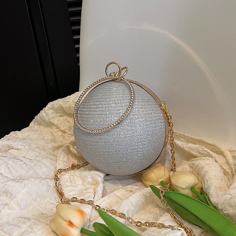 Spherical small round bag 2023 new style shiny diamond coin purse, fashionable circular dinner bag, personalized single-shoulder crossbody bag Application Scenario