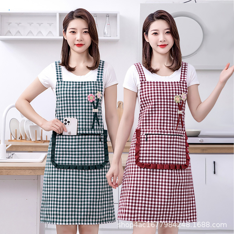 新款围裙厨房家用高颜值做饭工作服女夏季薄款透气围腰时尚