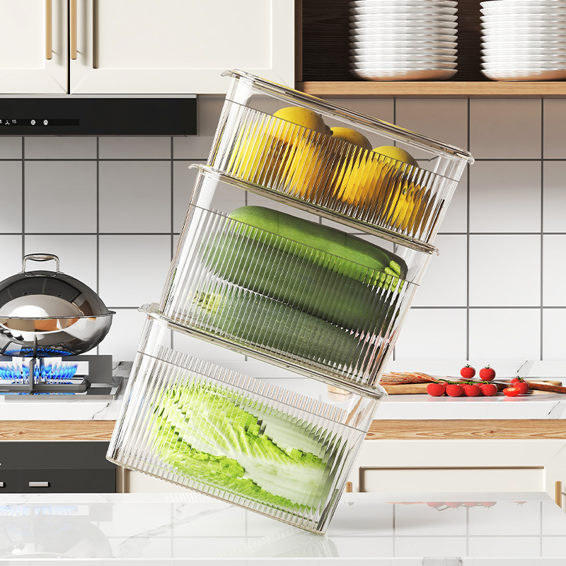 Refrigerator storage box, transparent large-capacity fruit and vegetable storage box, refrigerated and frozen water draining and preservation box, organizing box Specification image
