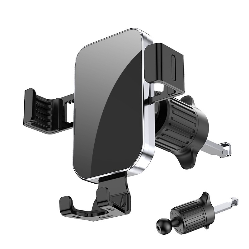 YC12 Gravity Phone Stand (Mirror surface + Hook) Metal Lock Hook Air Outlet Car phone stand, car gravity phone stand, car air outlet phone stand clamp Item Picture