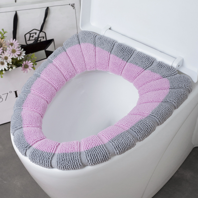 Toilet seat cushion, O-shaped knitted toilet seat, thickened washable toilet cover, toilet seat cover, household cartoon toilet seat undefined