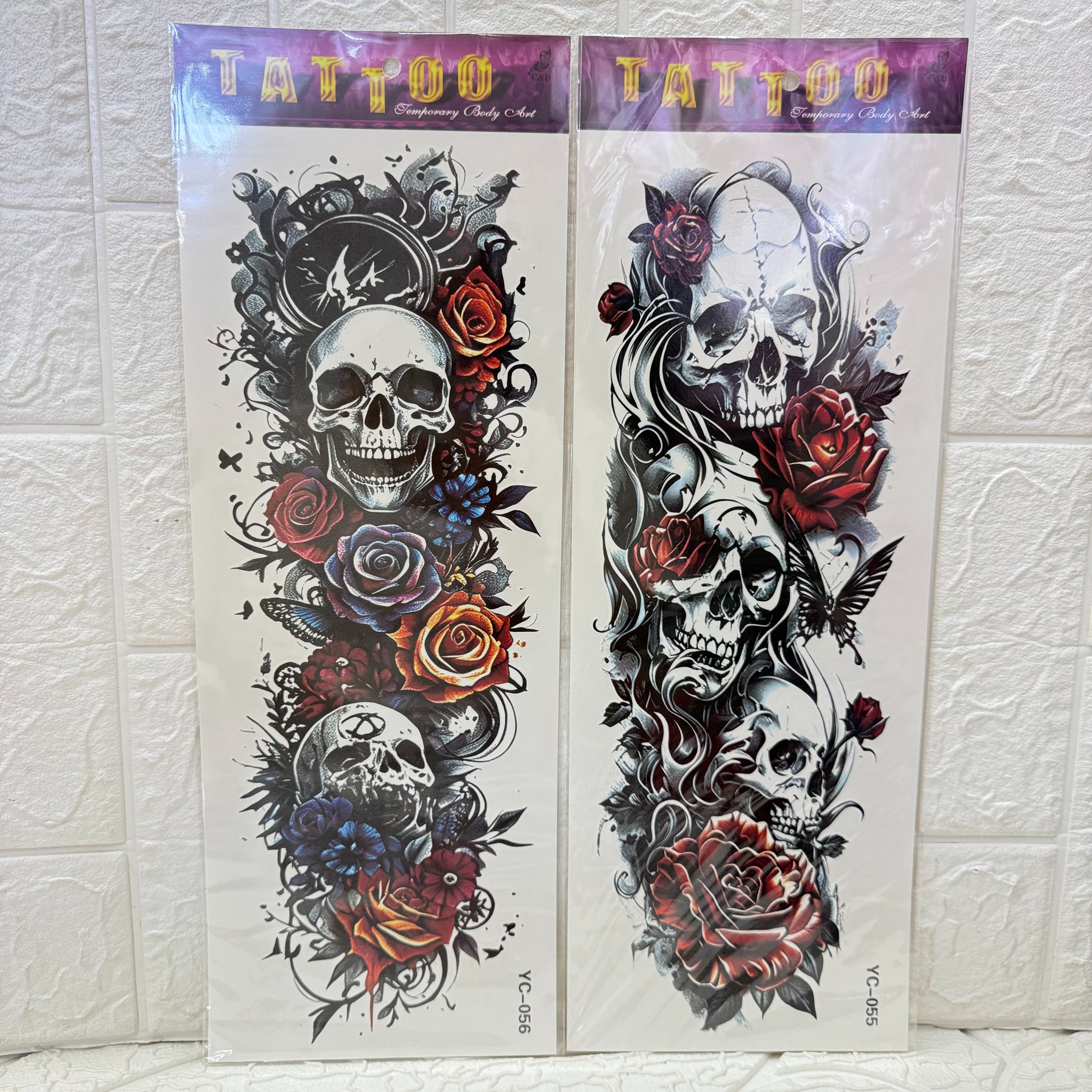 Colorful black and white tiger tattoo stickers, animal-style creative stickers, realistic tattoo decorations, tiger, dragon, skull, fox tattoo stickers, 3D realistic stereoscopic tattoo stickers, sexy back and chest tattoo stickers Specification image