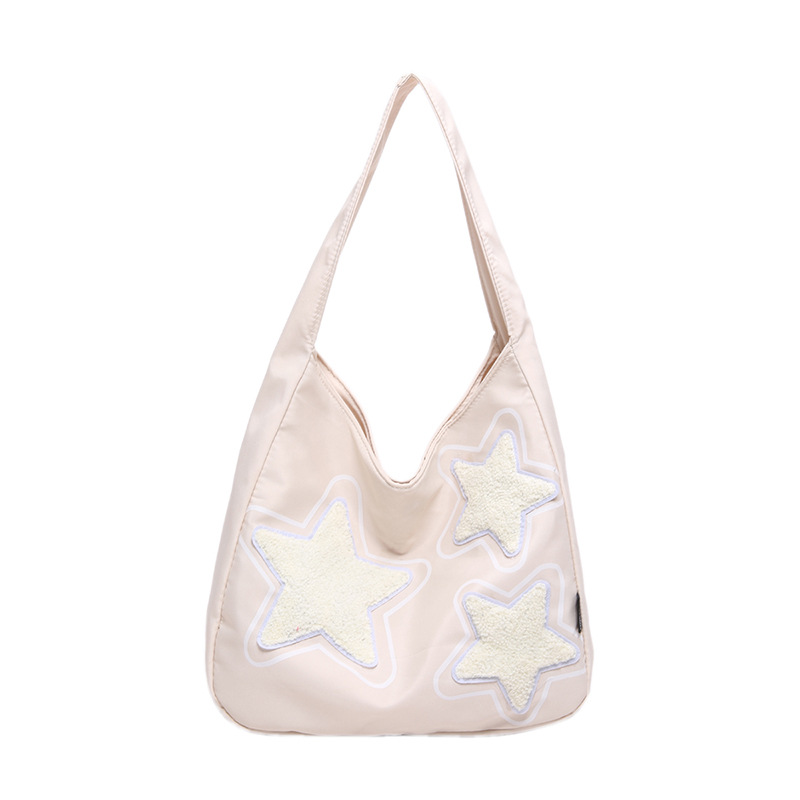 New five-pointed star nylon tote single-shoulder bag, large-capacity casual college student class underarm bag, commuter women's bag undefined
