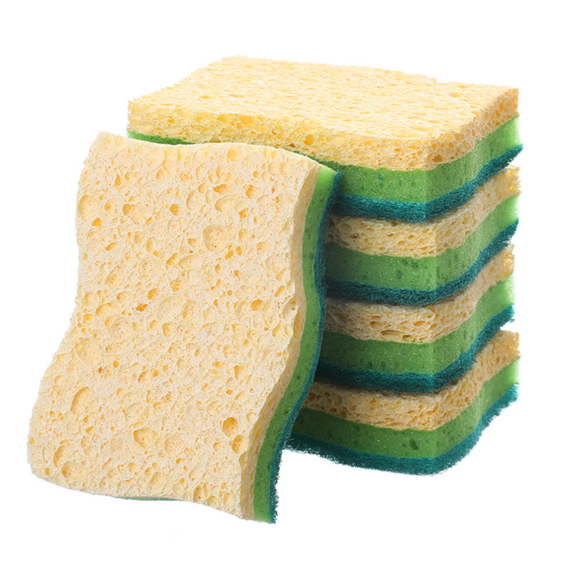 Wood pulp cotton dishwashing sponge, not easy to stick to oil, double-sided household cloth, kitchen dishwashing cloth, absorbent wood pulp cotton scouring pad undefined