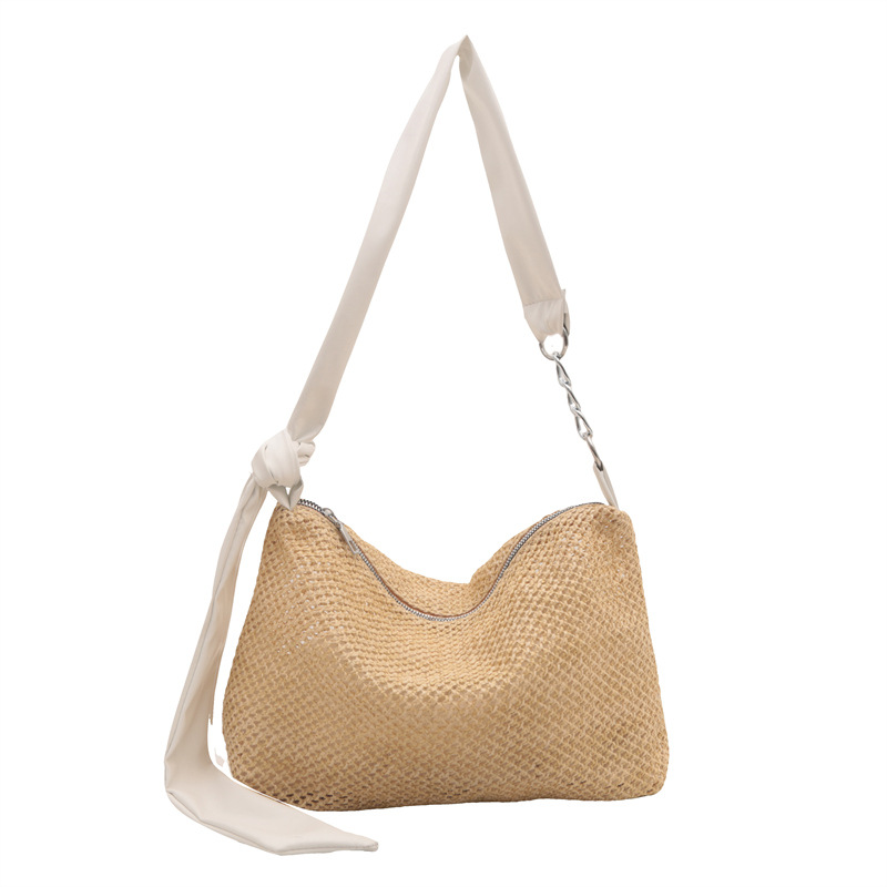 A new 2024 trendy casual straw woven forest-themed beach ins tote bag with a large capacity Item Picture
