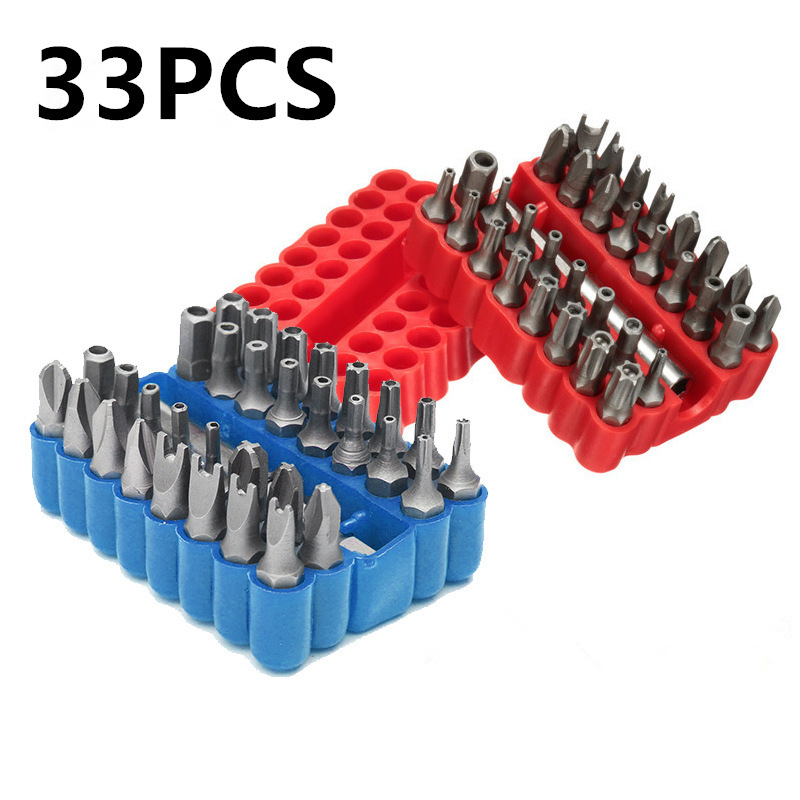 Electric screwdriver bit combination set, hexagonal plum blossom three-jaw and four-jaw one-head opening screw machine 33-piece set, electric drill accessories full image