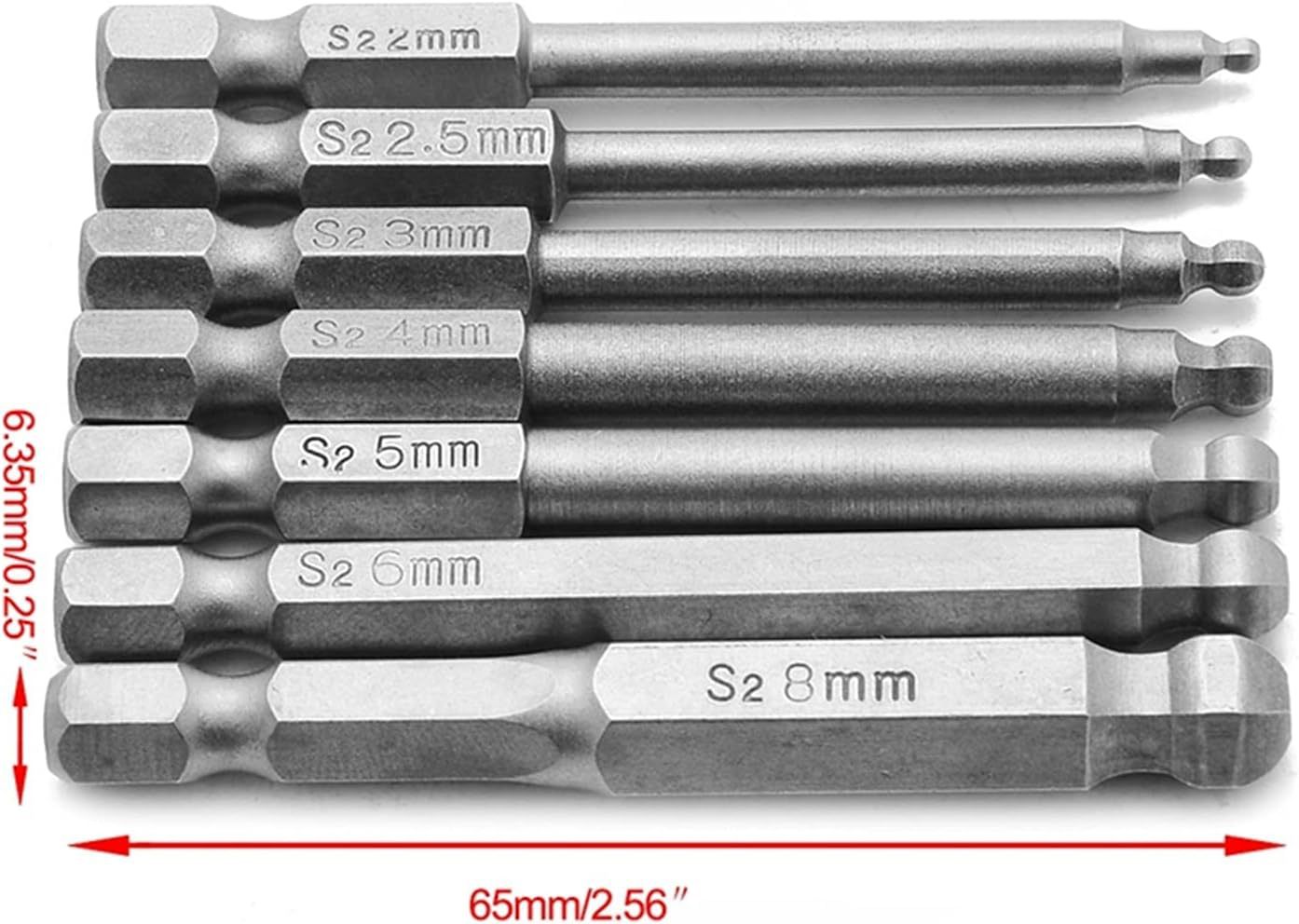 S2 alloy 1/4 handle screwdriver with hard ball head air screwdriver, hexagon socket screwdriver tip, screwdriver nozzle and pneumatic screwdriver nozzle set undefined