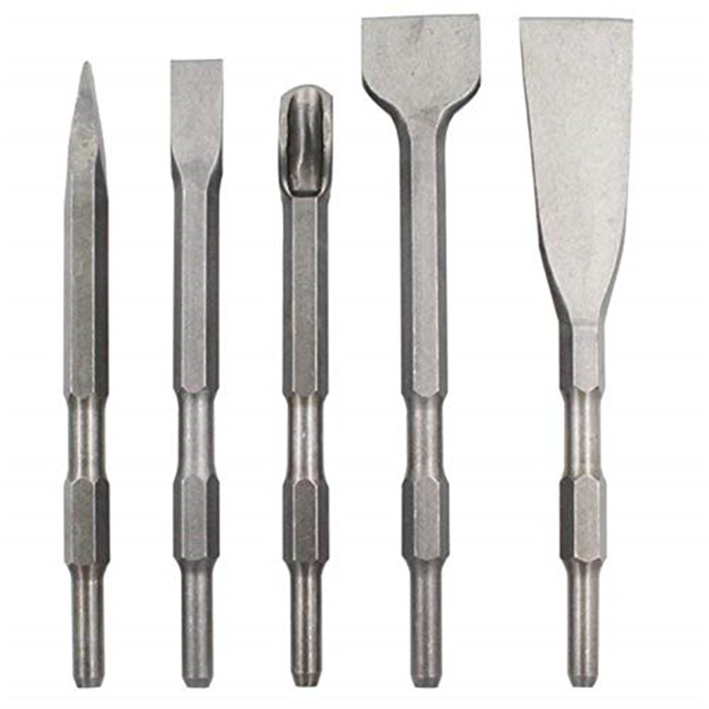 Small electric chisel, hexagonal chisel, electric hammer drill bit, long hexagonal electric pickaxe chisel, pointed chisel, flat chisel, 0810 impact drill