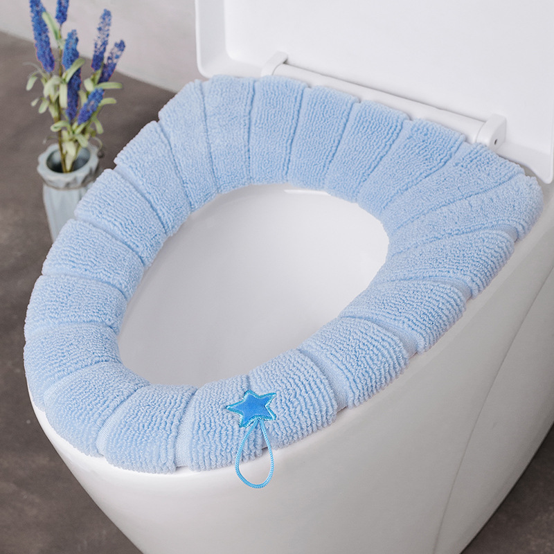 Toilet seat cushion, O-shaped knitted toilet seat, thickened washable toilet cover, toilet seat cover, household cartoon toilet seat undefined
