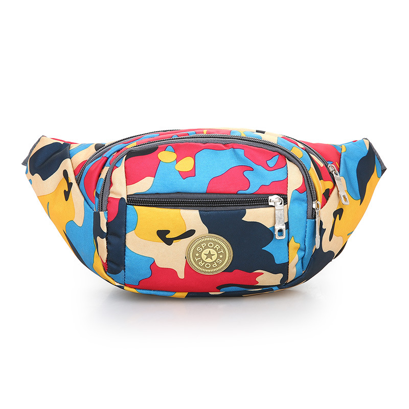New multi-functional sports waist bag, waterproof for men and women, outdoor running, mobile phone chest bag, versatile camouflage Oxford cloth backpack Item Picture