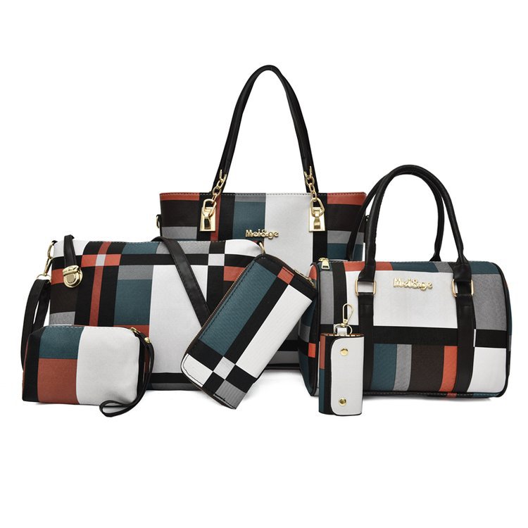 Women's bag 2023 New style trendy European and American fashion letter hand-held bag shoulder crossbody bag six-piece set wholesale from the manufacturer Specification image
