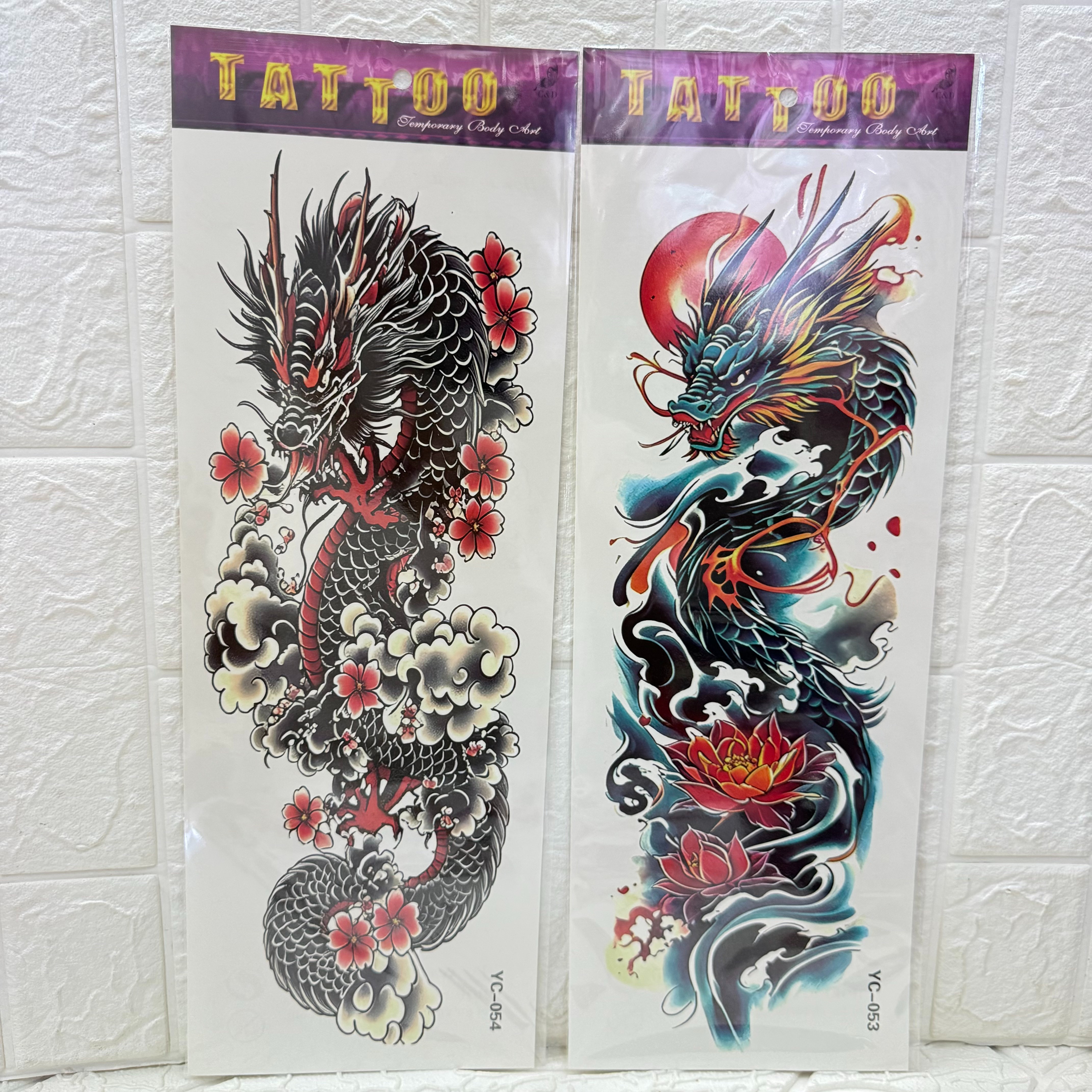 Colorful black and white tiger tattoo stickers, animal-style creative stickers, realistic tattoo decorations, tiger, dragon, skull, fox tattoo stickers, 3D realistic stereoscopic tattoo stickers, sexy back and chest tattoo stickers details Picture