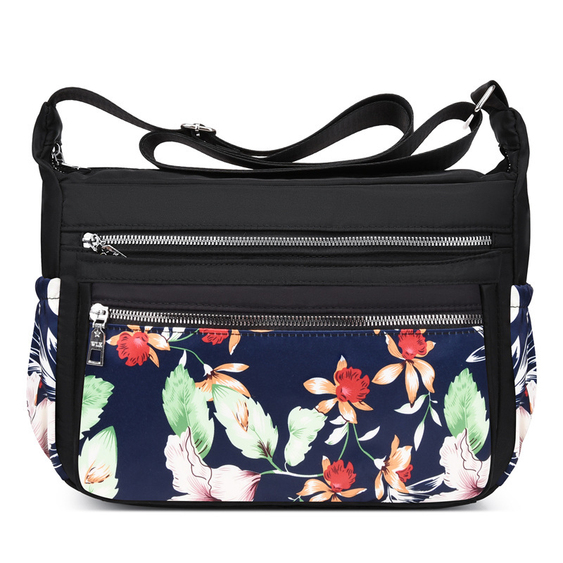 新款女士尼龙单肩包跨境简约印花大容量斜挎包休闲轻便中年妈妈包 undefined