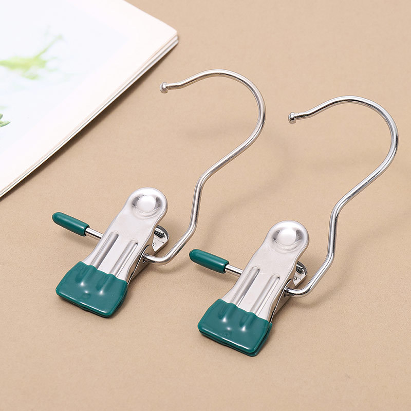 Three-shaped clip, stainless steel hook, three-shaped clip, household plastic-coated seamless storage and drying, hat clip, silk scarf and scarf clip undefined