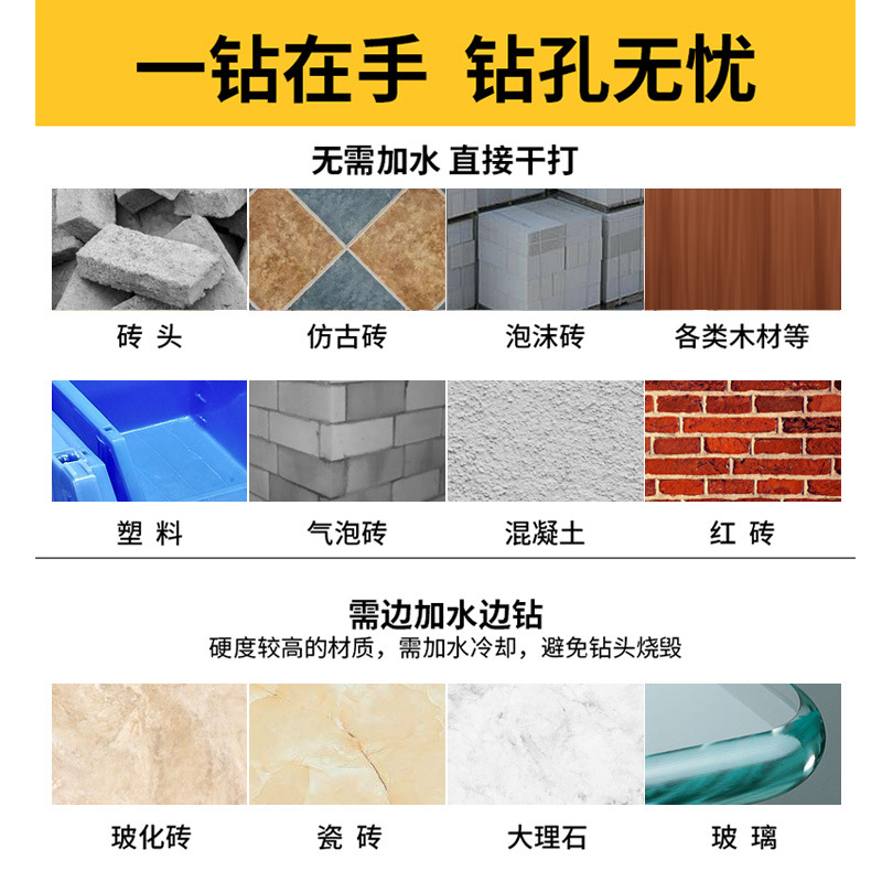 Extended Bawang Drill for ceramic tiles, concrete 6mm set, hole opener, electric drill for drilling, alloy triangular Bawang drill Item Picture