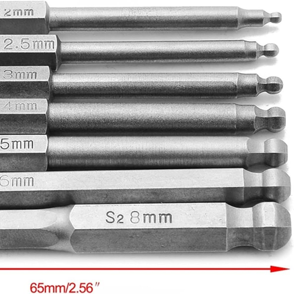 S2 alloy 1/4 handle screwdriver with hard ball head, air wrench, Allen wrench head, wrench tip, pneumatic wrench tip, hexagonal wrench details Picture