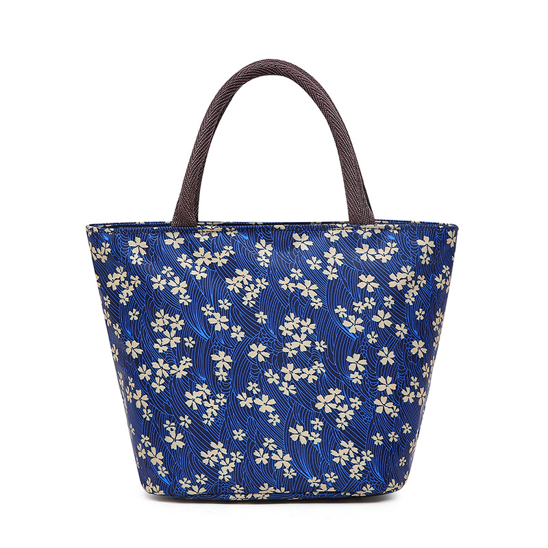 Waterproof hand-held flower cloth bag, bento bag, hand-held lunch box bag, mommy bag, small square bag, lunch bag, vegetable bag, street stall bag undefined