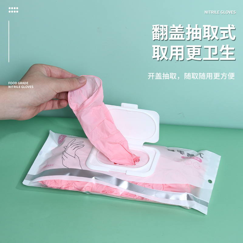 Food-grade disposable dishwashing gloves, extended household thin hand-fitting gloves, women's household cleaning, kitchen durable nitrile gloves Application Scenario