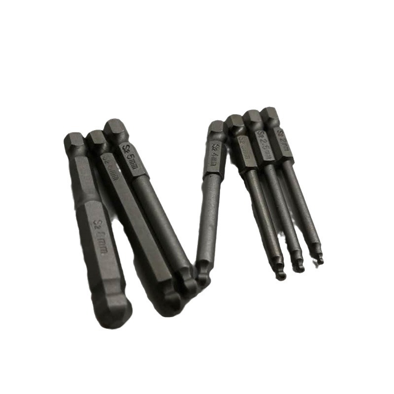 S2 alloy 1/4 handle screwdriver with hard ball head air screwdriver, hexagon socket screwdriver tip, screwdriver nozzle and pneumatic screwdriver nozzle set Item Picture