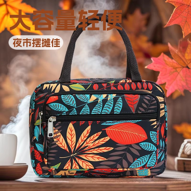 Manufacturer wholesale mom flower cloth bags, large-capacity handbags, lightweight, and popular women's bags for night market stalls full image