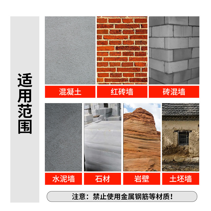Spring steel 65A long hexagonal five-pit square handle pointed flat chisel, pickaxe, electric hammer, pickaxe head, wall king, concrete grooving Application Scenario