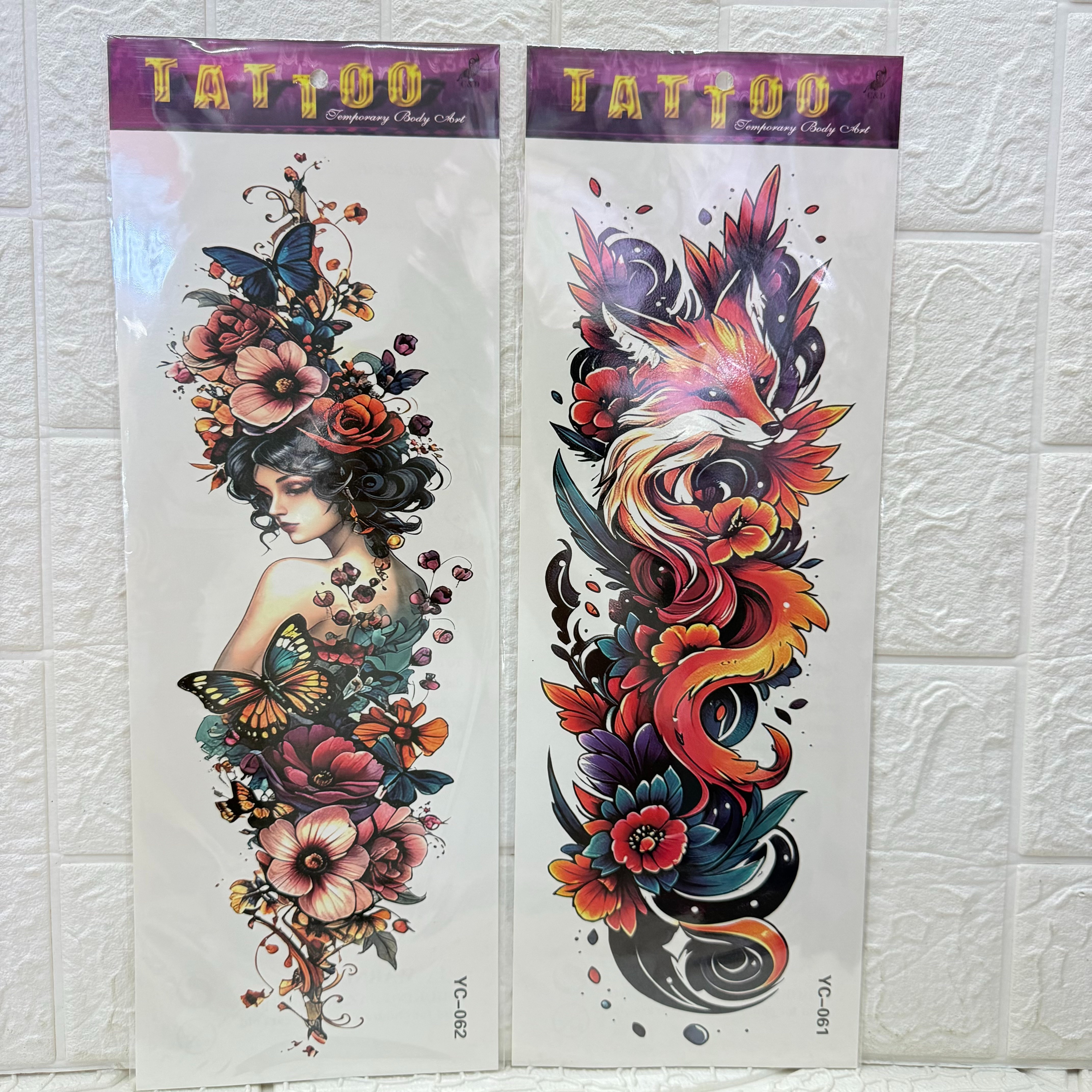 Colorful black and white tiger tattoo stickers, animal-style creative stickers, realistic tattoo decorations, tiger, dragon, skull, fox tattoo stickers, 3D realistic stereoscopic tattoo stickers, sexy back and chest tattoo stickers Item Picture