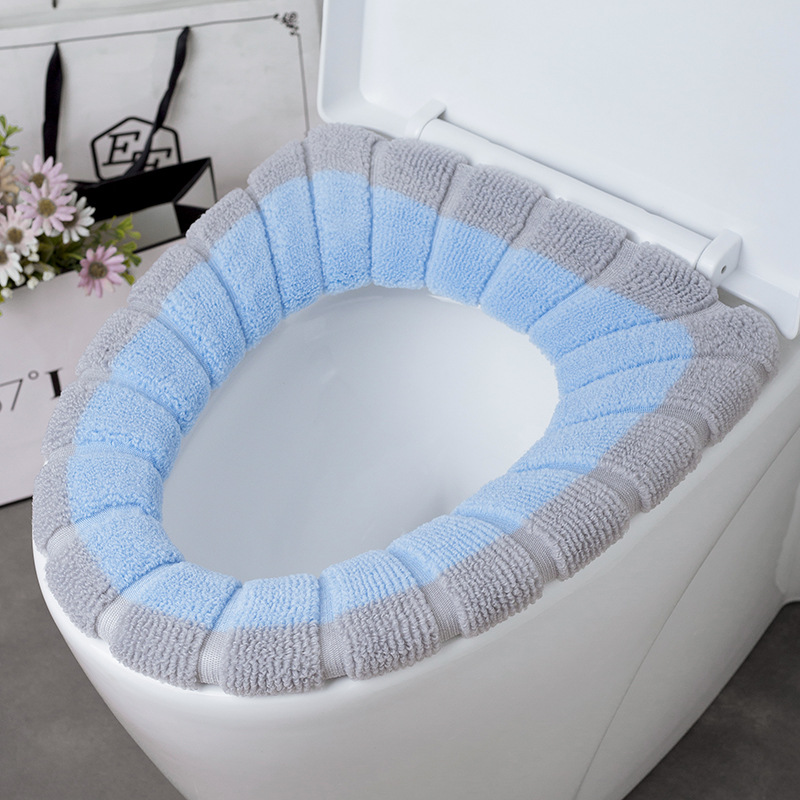 Toilet seat cushion, O-shaped knitted toilet seat, thickened washable toilet cover, toilet seat cover, household cartoon toilet seat undefined