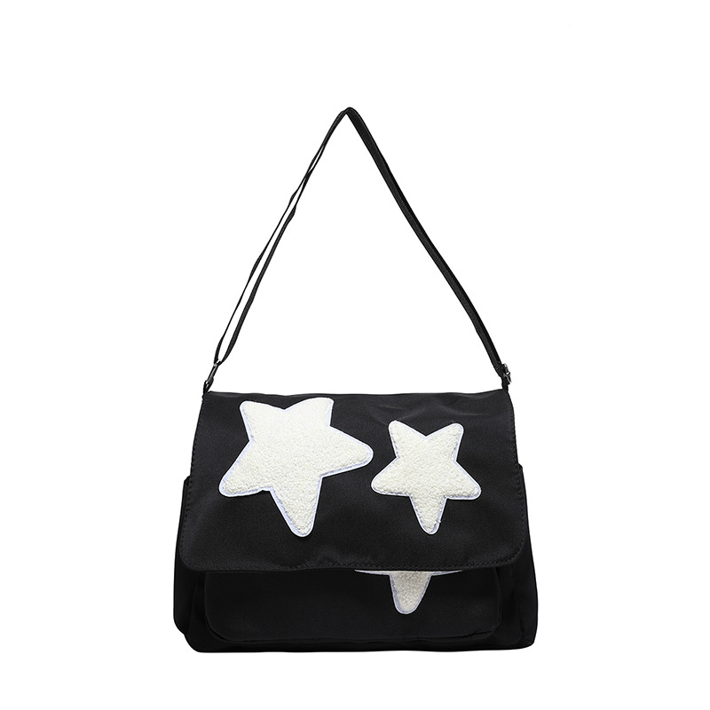 College Style Star Bag, Women's large-capacity five-pointed star canvas bag, student class bag, single-shoulder crossbody bag, tote bag undefined