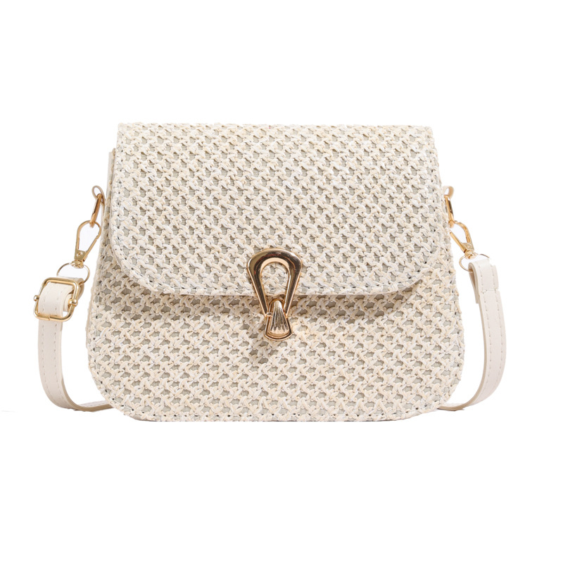 Woven fashion Korean version 2024 Autumn new versatile ins single-shoulder crossbody bag with lock buckle, stylish small square bag for cross-border Item Picture