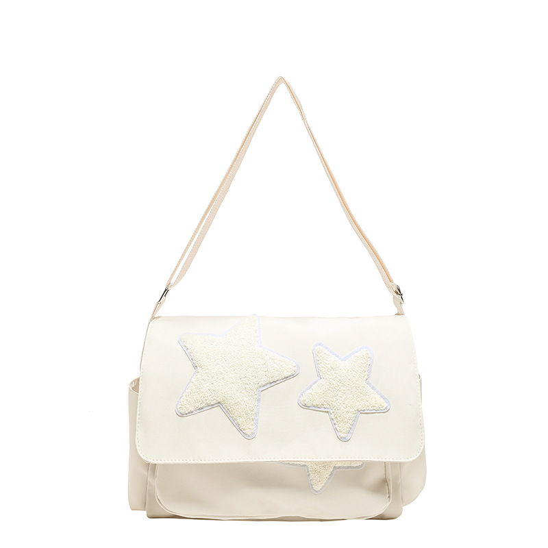 College Style Star Bag, Women's large-capacity five-pointed star canvas bag, student class bag, single-shoulder crossbody bag, tote bag undefined