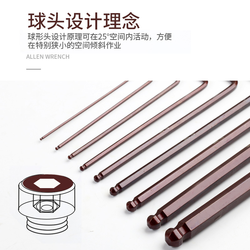 Nanrui hex socket wrench ball head S2 alloy steel hex socket wrench set, hex screw machine L-shaped wrench ball head Application Scenario